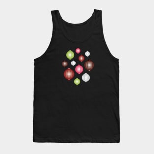 Lanterns | Mid Autumn Festival | Maroon Pink Green | Black Tank Top